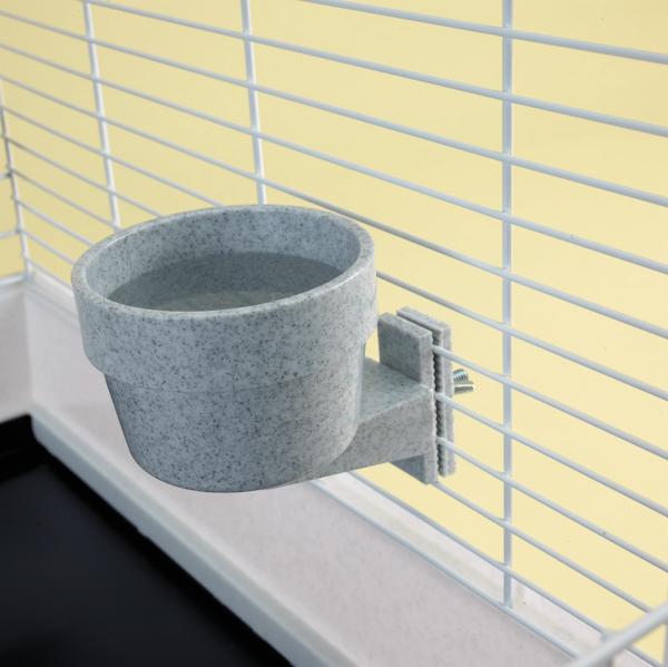 2 Näpfe zum Anschrauben - Futternapf & Wassernapf mit Gitterbefestigung für Nager, Vögel, Katzen und Hunde Transportbox